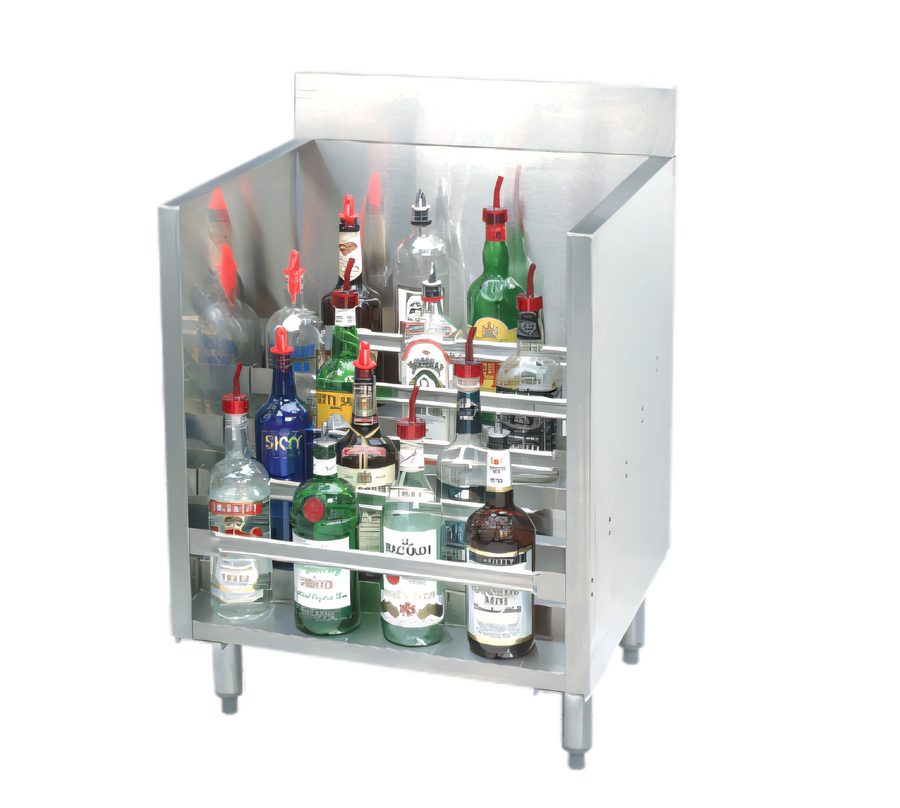 Product image #1 for Advance Tabco Underbar Basics 5-Step Freestanding Stainless Steel Liquor Bottle Display Unit
