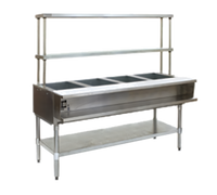 Eagle Group 4-Well Natural Gas Water Bath Hot Food Table for 12 x 20 Pans with Open Base and Flex-Master Overshelves