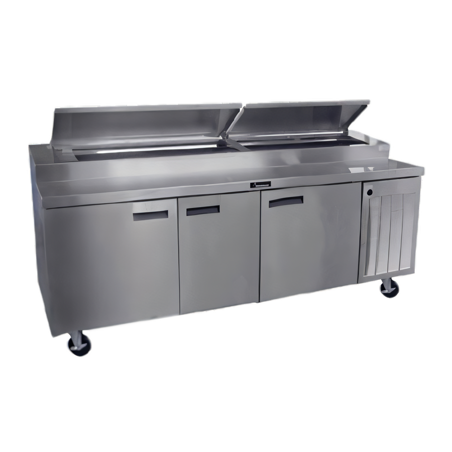 Product image #1 for Delfield 91-Inch Three-Section Refrigerated Pizza Prep Table with 11 Third-Size Pan Capacity