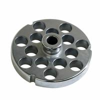 Stainless Steel #32 Meat Grinder Machine Plate with Hub, 16 mm (5/8 in.), 3-Notch Round
