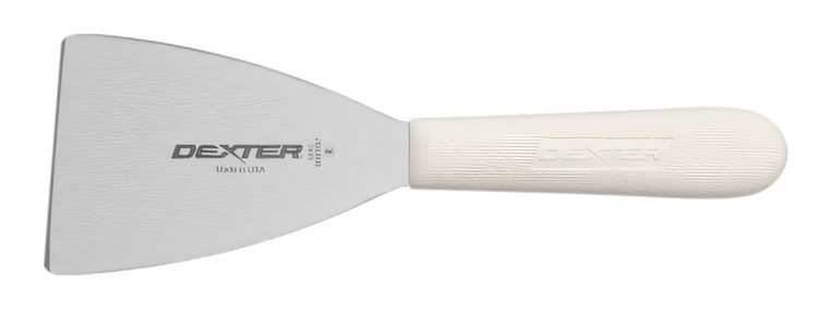 Product image #2 for Sani-Safe 12-1/2 Inch Stiff Pan Scraper with 3 Inch Stainless Steel Round-Corner Blade and White Polypropylene Handle