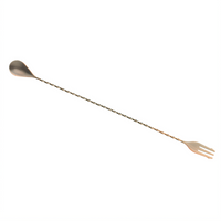 Barfly 15-3/4 Inch Antique Copper-Plated Bar Spoon with 3-Tine Fork End
