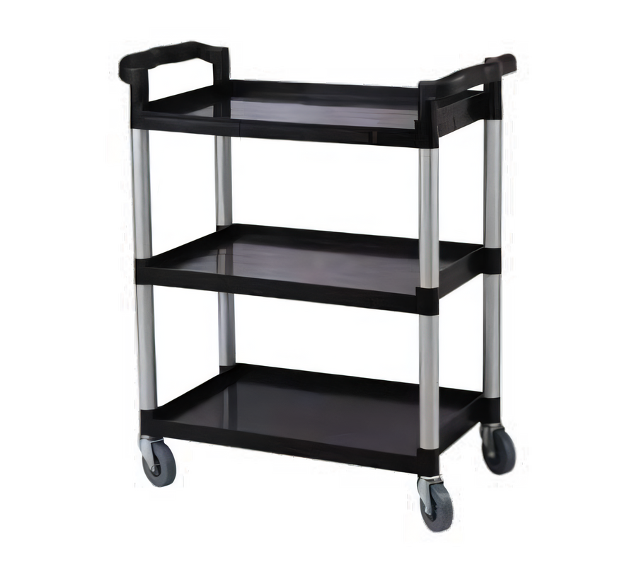 Product image #1 for Serv-Ware Black 3-Shelf Plastic Bus Cart with 4-Inch Casters