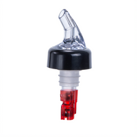 Winco 1 oz Plastic Measuring Liquor Pourer with Black Collar and Clear Spout