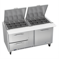 Victory UltraSpec™ V-Core™ Big Top Two-Section Sandwich Prep Table with 24-Pan Top, 60-Inch, Doors & Drawers
