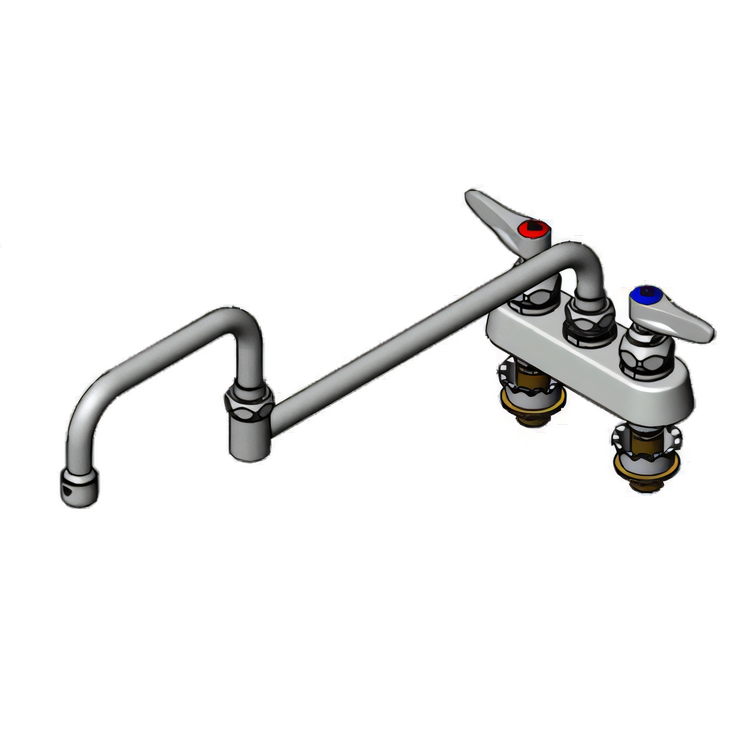 Product image #1 for T&S Brass 4-Inch Deck Mount Workboard Faucet with 18-Inch Double Joint Swing Nozzle