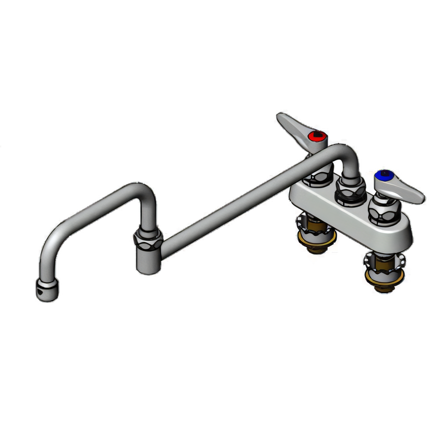 Product image #1 for T&S Brass 4-Inch Deck Mount Workboard Faucet with 18-Inch Double Joint Swing Nozzle