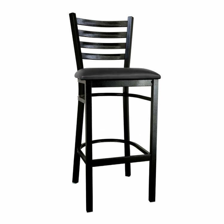 Product image #1 for Omcan Black Ladder Back Commercial Bar Stool with Upholstered Vinyl Seat