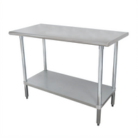 Advance Tabco Special Value Series 72 Inch x 18 Inch Flat Top Stainless Steel Economy Work Table with Adjustable Undershelf