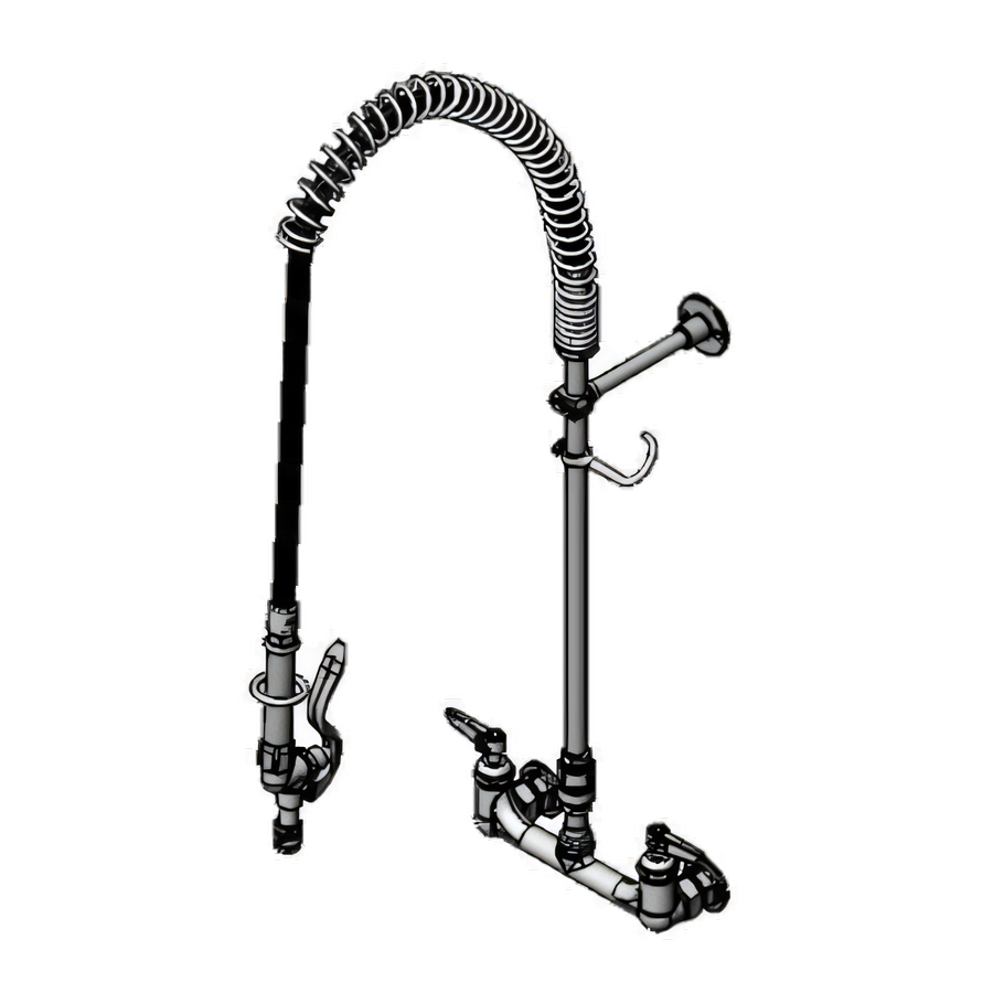 Product image #1 for T&S Brass EasyInstall 8-Inch Wall-Mount Pre-Rinse Filler Unit with 44-Inch Stainless Steel Hose, Vacuum Breaker, and 2.2 GPM Spray Valve