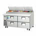 Thumbnail image #1 for Everest Refrigeration EPPR2-D4 Two-Section Drawered Pizza Prep Table, 71 Inch, 23 Cu. Ft.