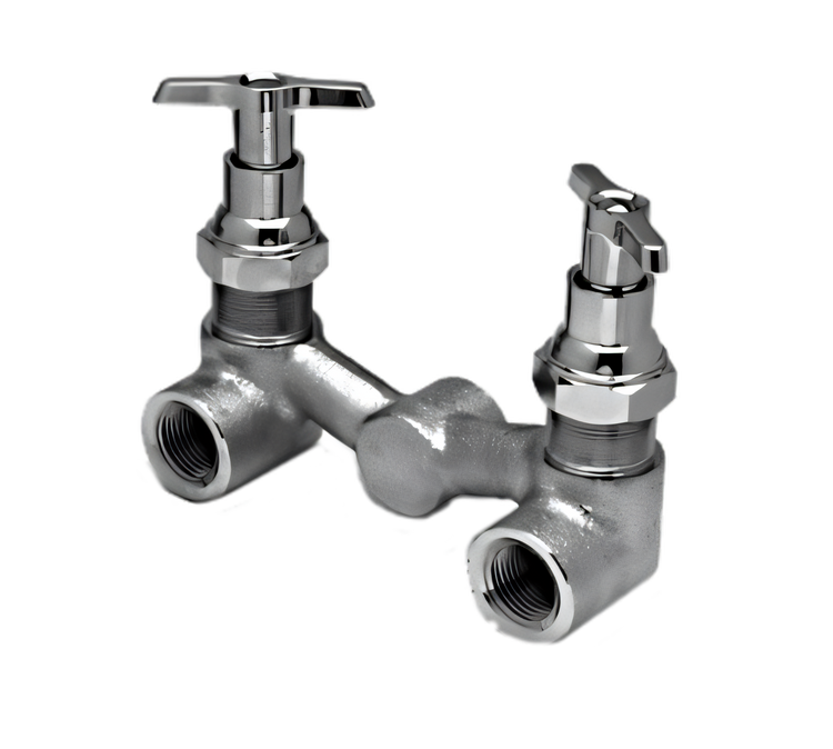 Product image #1 for T&S Brass 4-Inch Centers Wall-Mount Concealed Mixing Control Valve with Loose Key T-Handles