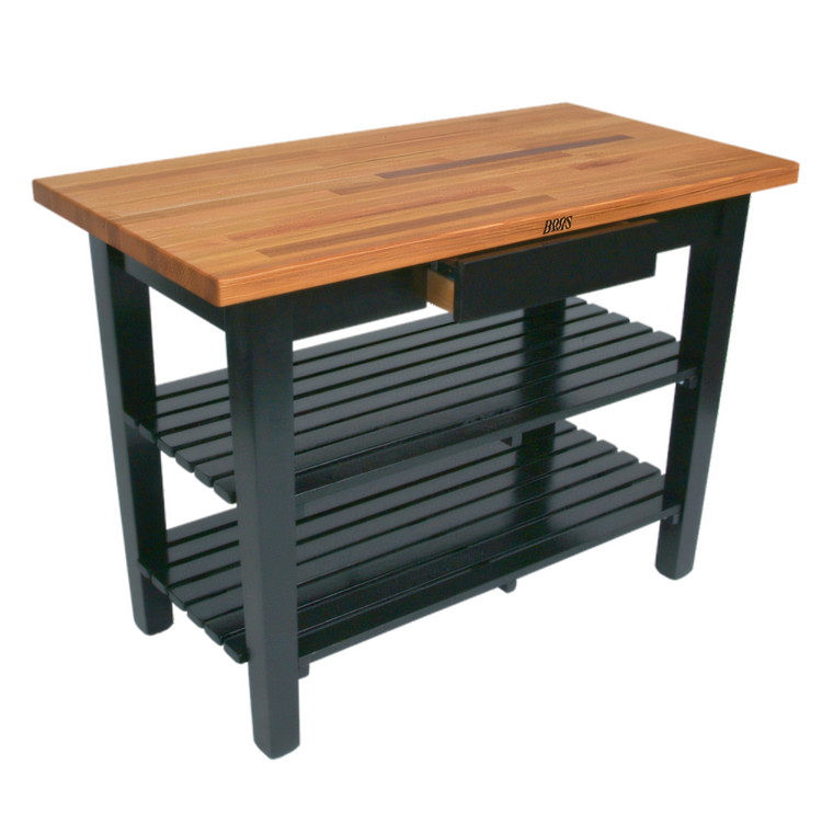 Product image #1 for John Boos Appalachian Oak Country Work Table with Slatted Undershelf, 60 x 30 x 34-3/4 Inches