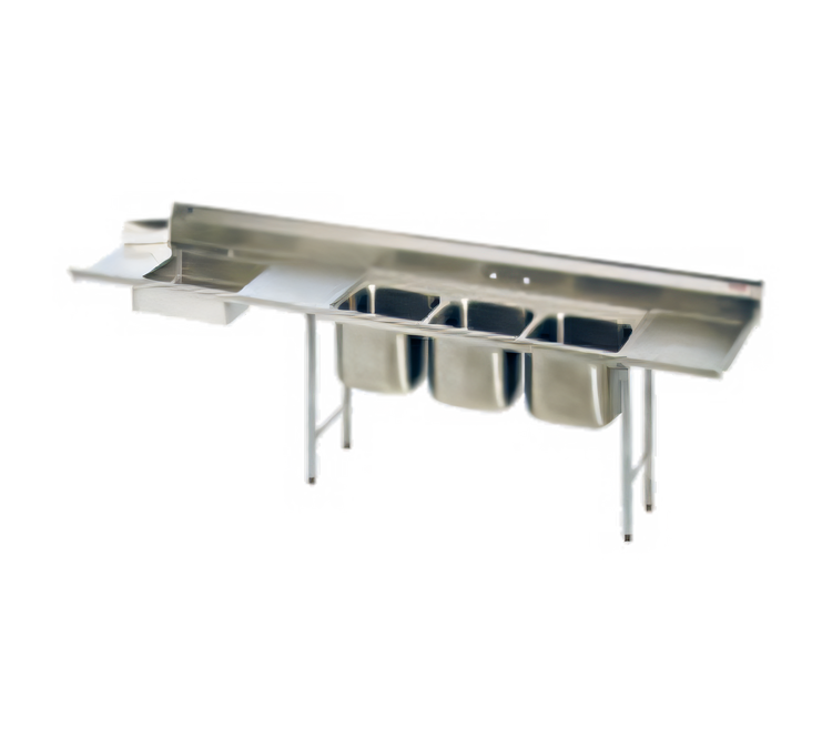 Product image #1 for Eagle Group Right-Hand Soiled Dishtable with Three-Compartment Pot Sink, 124-Inch Straight, 16/430 Stainless Steel Top