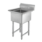 Thumbnail image #1 for Klinger's Trading HDS1 23-Inch Freestanding 1-Compartment 16-Gauge 304 Stainless Steel Sink, 18 x 18 x 12-Inch Bowl, 9-Inch Backsplash