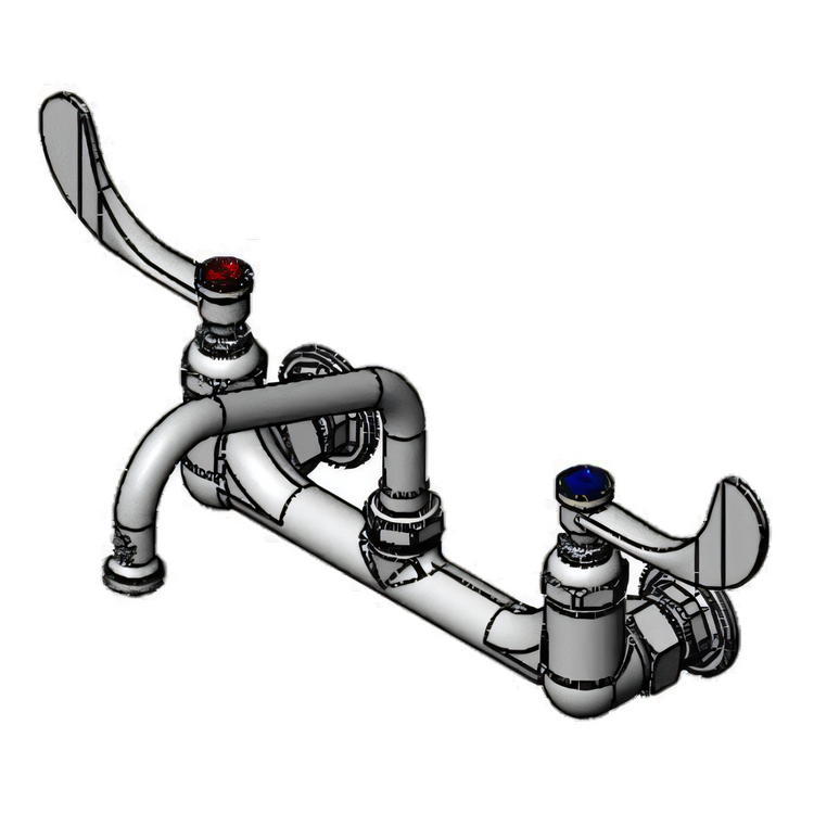 Product image #1 for T&S Brass Double Pantry Mixing Faucet, Wall-Mount, 8-Inch Centers, 6-Inch Swing Nozzle