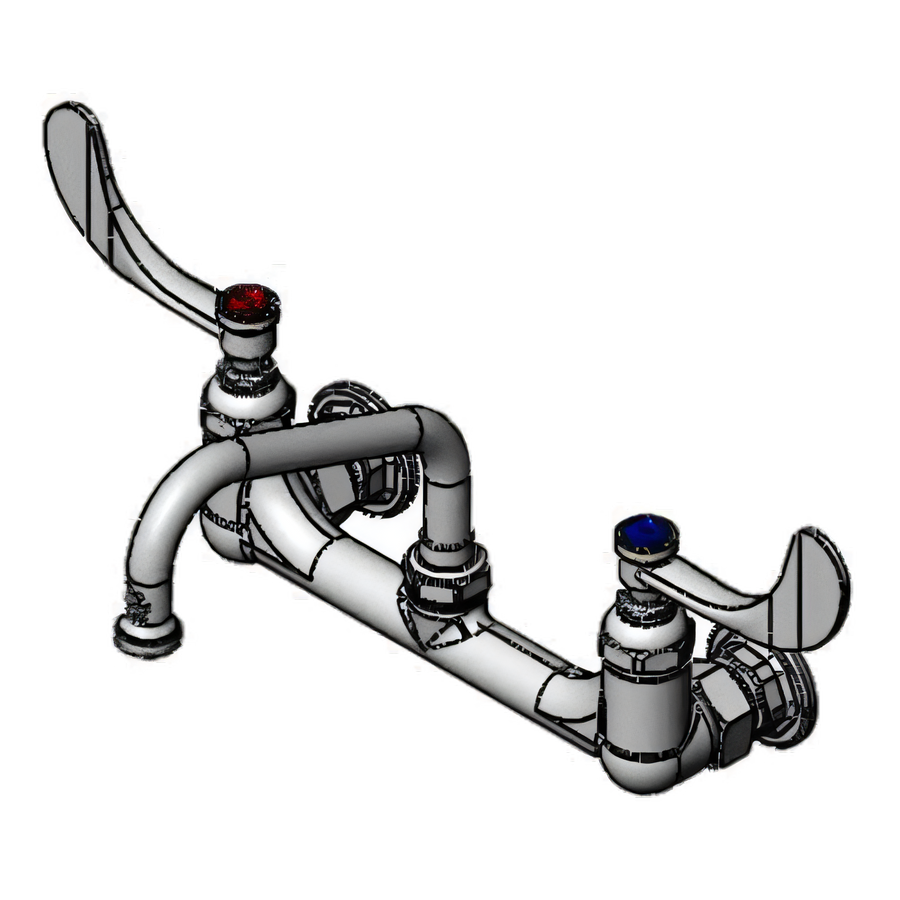 Product image #1 for T&S Brass Double Pantry Mixing Faucet, Wall-Mount, 8-Inch Centers, 6-Inch Swing Nozzle