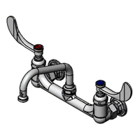 T&S Brass Double Pantry Mixing Faucet, Wall-Mount, 8-Inch Centers, 6-Inch Swing Nozzle