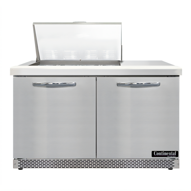 Product image #1 for Continental Refrigerator Mighty Top SW48N12M-FB 48" Two-Section Front Breather Sandwich Prep Table