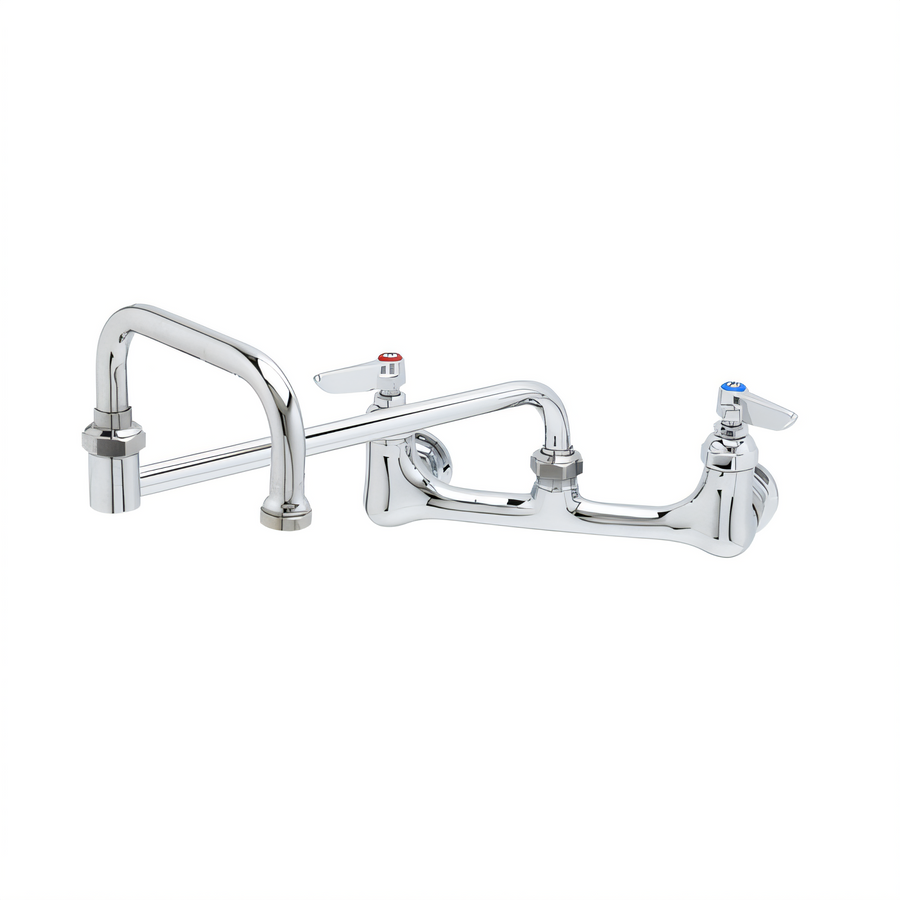 Product image #1 for T&S Brass Double Pantry Wall-Mount Mixing Faucet, 8-Inch Centers, 15-Inch Double Joint Swing Nozzle