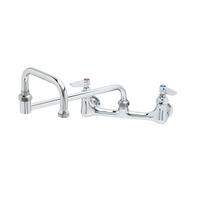 T&S Brass Double Pantry Wall-Mount Mixing Faucet, 8-Inch Centers, 15-Inch Double Joint Swing Nozzle