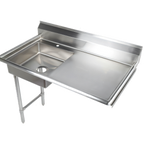 Thumbnail image #1 for Klinger's Trading UDT48R 48-Inch Undercounter Stainless Steel Dish Table with Left Pre-Rinse Sink and 24-Inch Right Drainboard