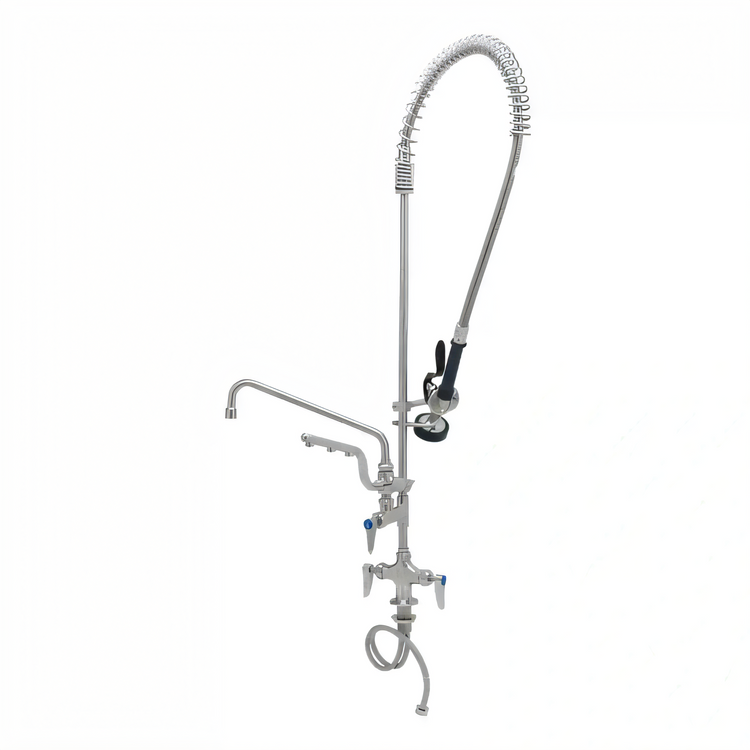 Product image #2 for Single Hole Deck Mount Mixing Faucet with 12-Inch Swing Nozzle, Add-On Spray Valve, and 24-Inch Riser
