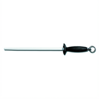 Traditional 12-Inch Ceramic Honing Steel with Black Polypropylene Handle and Hanging Ring