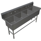 Thumbnail image #1 for John Boos Pro-Bowl 4PB18 4-Compartment Stainless Steel Sink, 18 x 18 x 12 Inch Bowls, 10-Inch Backsplash, 77-1/8 Inch W