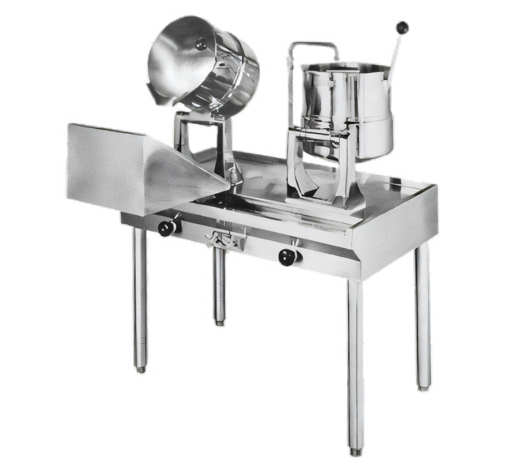 Product image #1 for Groen MS4371 Direct Steam Kettle Cabinet Assembly with Two 20-Quart Hand-Tilt Kettles on 40-Inch Stainless Steel Table Base