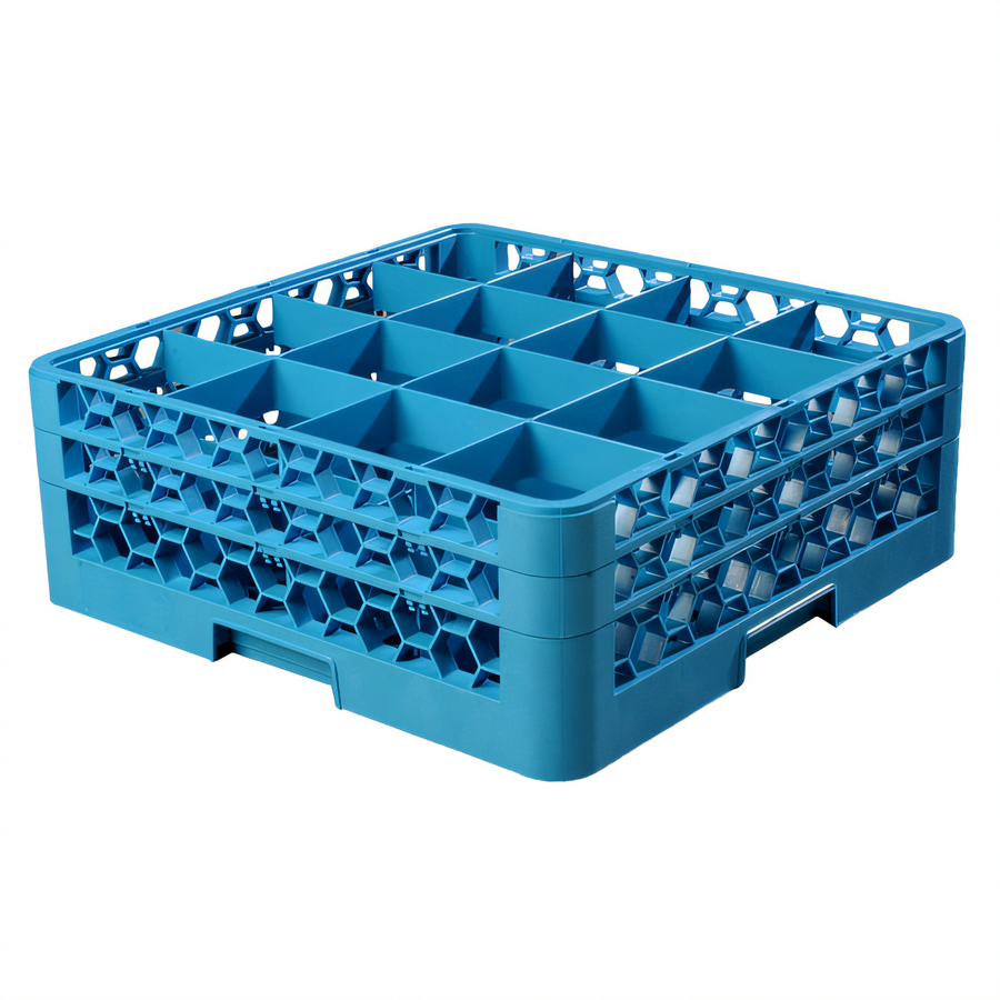 Product image #1 for OptiClean Blue Full-Size 16-Compartment Dishwasher Glass Rack with 2 Extenders