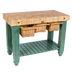 Thumbnail image #1 for American Heritage Maple Gathering Block Wood Work Table with 4-Inch End Grain Top, 3 Wicker Baskets, 48 x 24 x 36 Inches