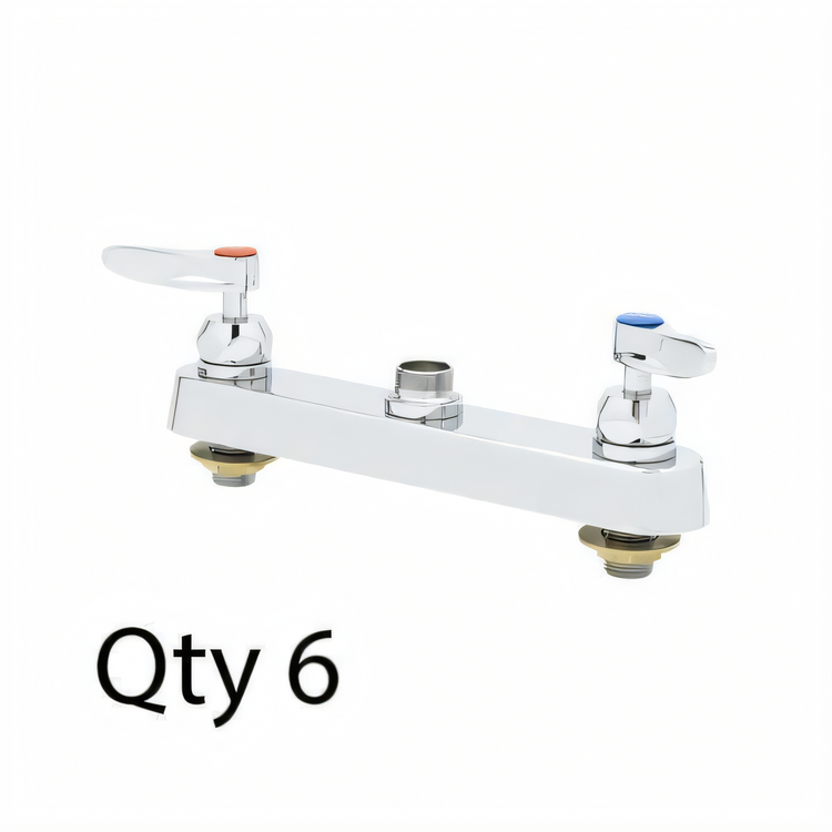 Product image #1 for T&S Brass B-1120-CR-LNM 8-Inch Center Deck-Mount Workboard Faucet, Less Nozzle, Master Pack of 6
