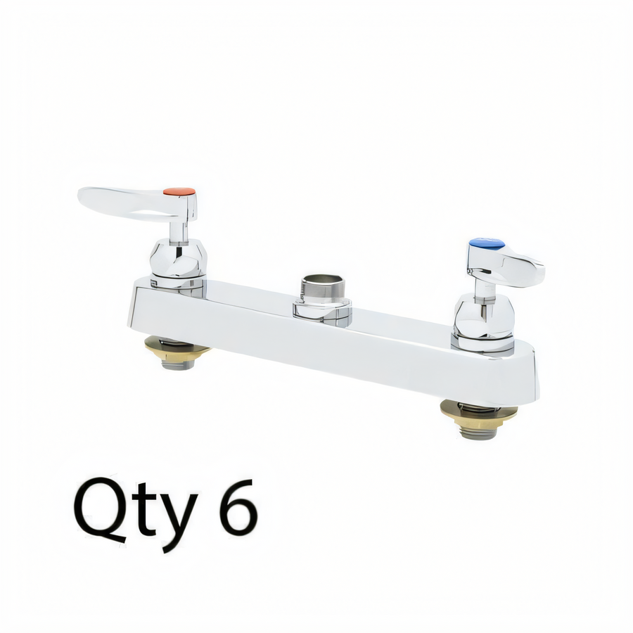 Product image #1 for T&S Brass B-1120-CR-LNM 8-Inch Center Deck-Mount Workboard Faucet, Less Nozzle, Master Pack of 6