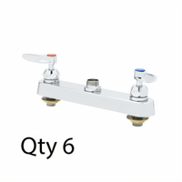T&S Brass B-1120-CR-LNM 8-Inch Center Deck-Mount Workboard Faucet, Less Nozzle, Master Pack of 6