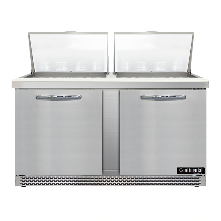 Product image #1 for Continental Refrigerator Mighty Top SW60N24M-FB 60" Two-Section 24-Pan Front Breather Sandwich Unit
