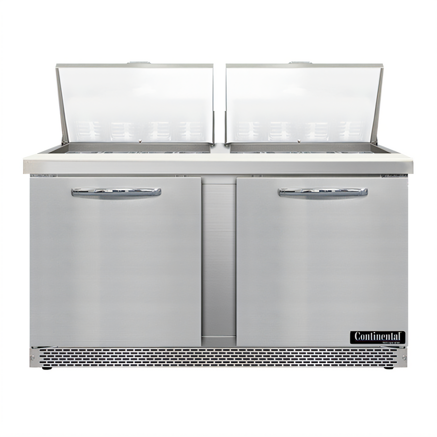 Product image #1 for Continental Refrigerator Mighty Top SW60N24M-FB 60" Two-Section 24-Pan Front Breather Sandwich Unit