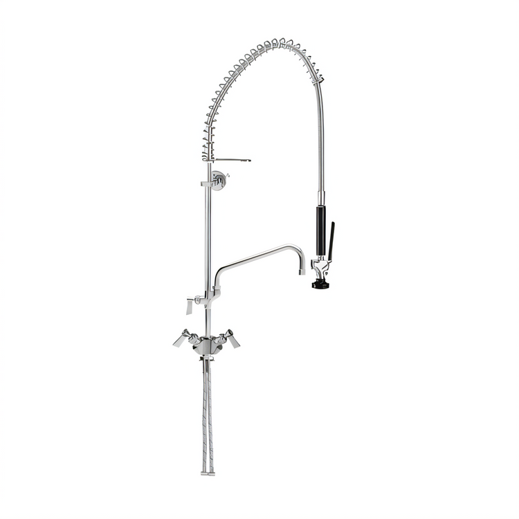 Product image #1 for Fisher Deck-Mount Single-Deck Dual-Control Pre-Rinse Unit with Spring-Action Gooseneck and 12-Inch Add-On Faucet
