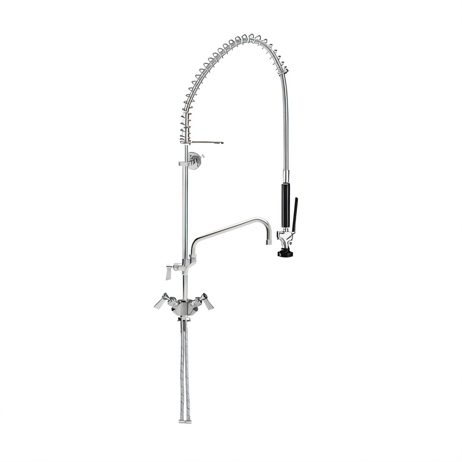 Product image #1 for Fisher Deck-Mount Single-Deck Dual-Control Pre-Rinse Unit with Spring-Action Gooseneck and 12-Inch Add-On Faucet