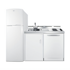 Thumbnail image #1 for Summit Commercial Summit Appliance ACKDW72 72-Inch Freestanding All-in-One Kitchenette with Dishwasher, Refrigerator-Freezer, Cooktop, and Sink