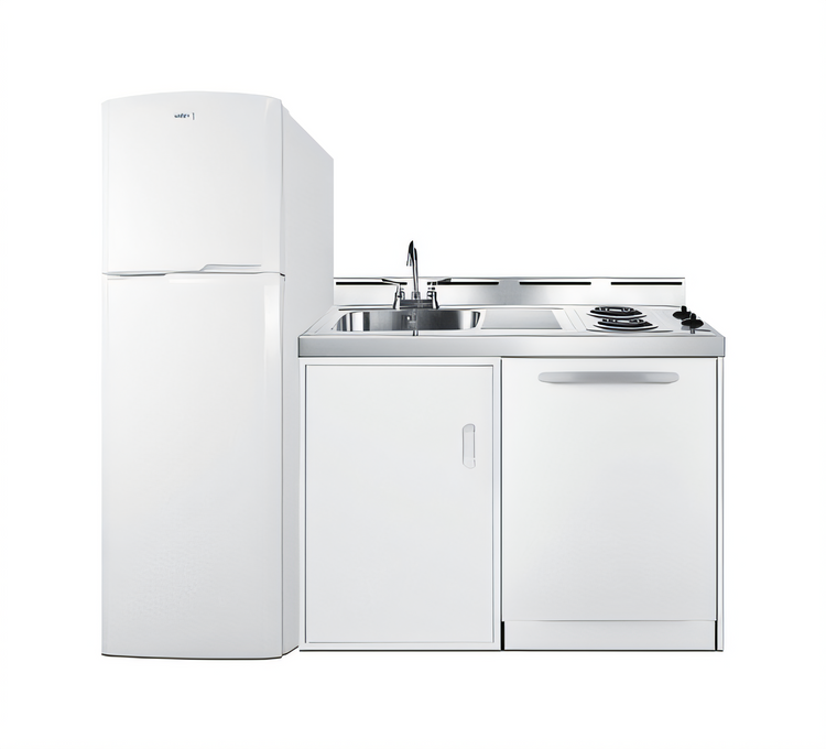 Product image #1 for Summit Appliance 72-Inch Wide All-In-One Kitchenette with Dishwasher, Full-Size Refrigerator-Freezer, 2-Burner Cooktop, Sink, and Storage Cabinet
