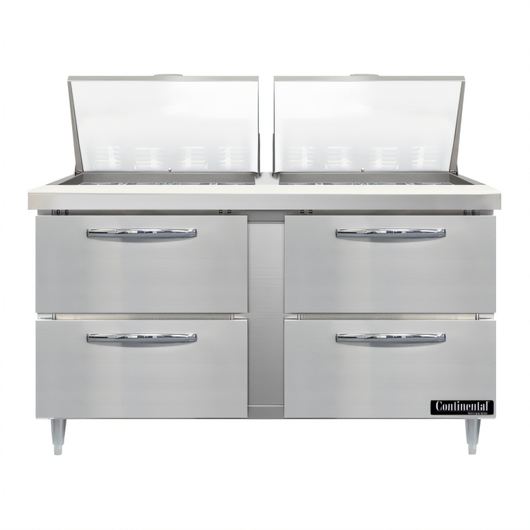 Product image #1 for Continental D60N24M-D Designer Line Mighty Top 60" Two-Section Refrigerated Sandwich Prep Table with Drawers