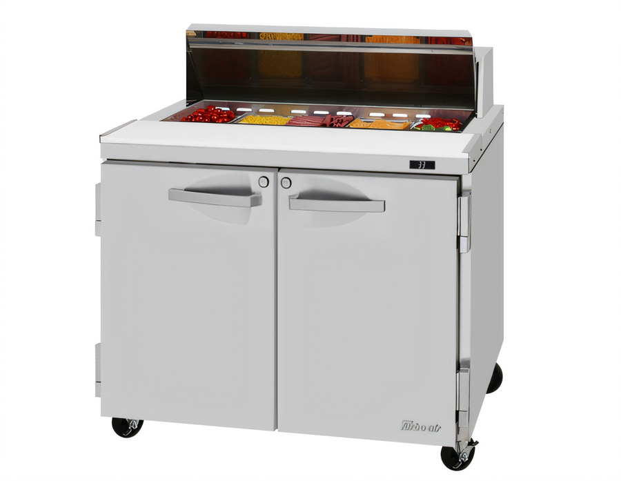 Product image #1 for Turbo Air PRO Series 36-1/4-Inch 2-Section Sandwich/Salad Prep Table with 10-Pan Top Opening and Rear-Mount Self-Contained Compressor