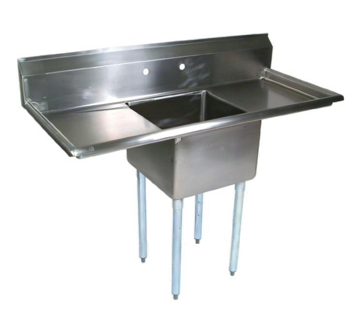 Product image #1 for John Boos E-Series Freestanding 1-Compartment Sink with Dual Drainboards, 72-Inch Wide, 14-Inch Deep Bowl