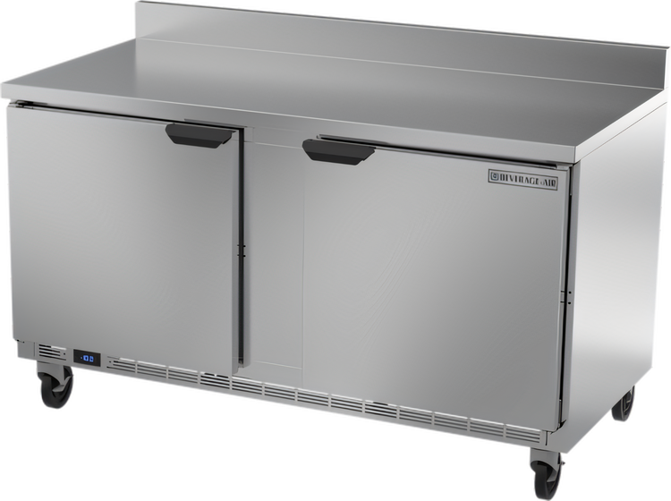 Product image #1 for Beverage-Air 60-Inch Two-Section Worktop Freezer with Solid Doors and Foamed-In-Place Backsplash