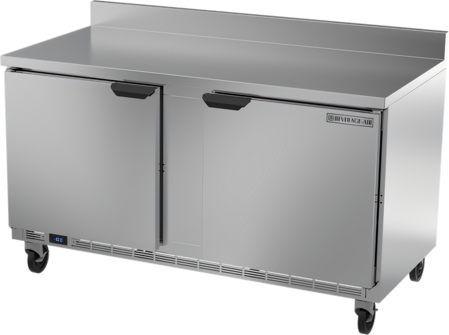 Product image #1 for Beverage-Air 60-Inch Two-Section Worktop Freezer with Solid Doors and Foamed-In-Place Backsplash