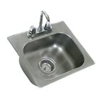 Thumbnail image #1 for Eagle Group SR14-10-5-1 Self-Rimming Drop-In Stainless Steel Sink with Faucet and Basket Drain, 1 Compartment, 14 x 10 x 5 Inch Bowl
