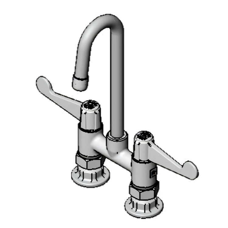 Product image #1 for T&S equip 4" Deck Mount Base Faucet with Rigid Gooseneck and 4" Wrist Handles