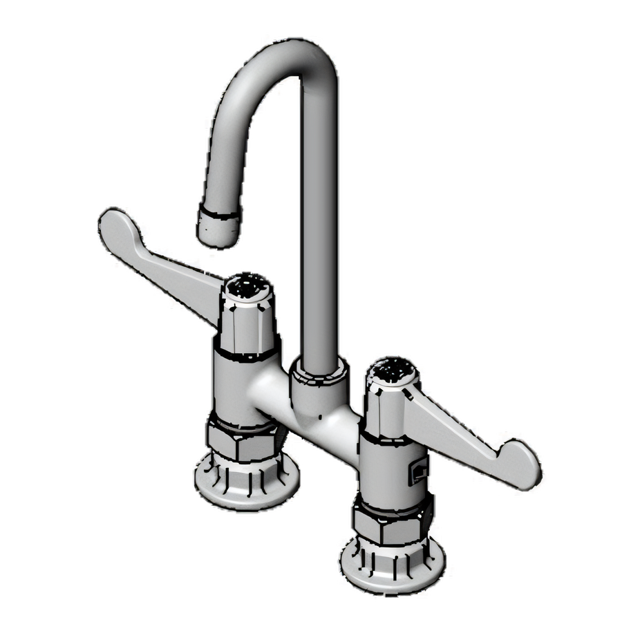 Product image #1 for T&S equip 4" Deck Mount Base Faucet with Rigid Gooseneck and 4" Wrist Handles