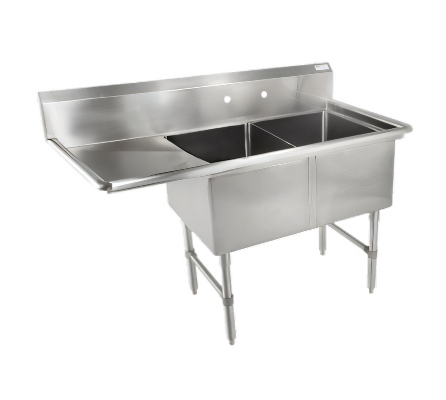 Product image #1 for John Boos B-Series 2-Compartment Stainless Steel Compartment Sink with 24-Inch Left Drainboard